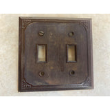 S S Bakelite Vintage Brown Double Light Toggle Switch Cover Plate