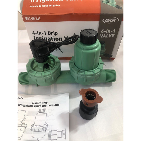 Orbit 67790 4-in-1 Drip Sprinkler Valve Pressure Regulator w/ Tubing Adapter