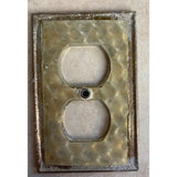 Vintage Metal Diamond Pattern Gold On Gold Single Wall Outlet Cover Plate USED