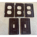 H.B.Etlin MFG Vintage Brown Bakelite Toggle /Outlet Cover Plates Lot Of 5