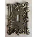 Vintage EDMAR 60T Silver Gold Roses Light Switch Ornate Metal Plate Cover USED