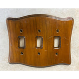 VTG Farmhouse Wooden 3 Gang Light Toggle Switch Cover Plate USED
