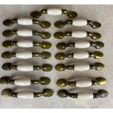 15 Spoon Foot Door Pull Antique Brass With Almond Ceramic Insert 5" Heavy Tarnish