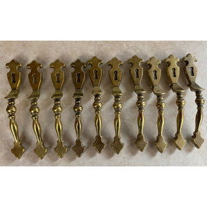 Vintage Brass Door Pull Hardware Amerock Thumb Handle Key Hole Lot Of 10 USED