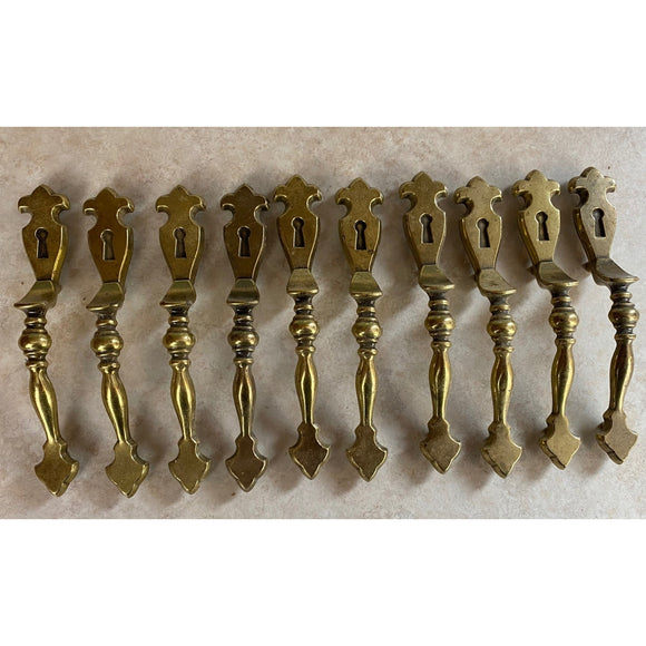 Vintage Brass Door Pull Hardware Amerock Thumb Handle Key Hole Lot Of 10 USED