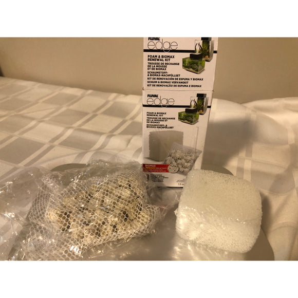 Fluval Edge A1389 Edge Foam & Biomax Filter Media Renewal Kit, White, 1.5oz 42g