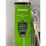 SONKIR Soil pH Meter, MS02 3-in-1 Soil Moisture/Light/pH Tester
