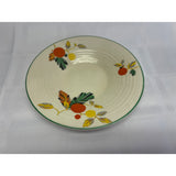 Morley Ware Stoneware Orphaned Saucer Green Orange floral Pattern 5.75" Diameter