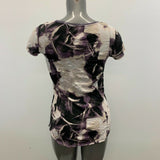 Simply Vera Top Women's XS NEW Purple White Patterned Short Sleeve Polyester NEW