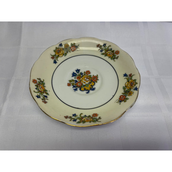 Royal Albert Crown China Fine Bone China Orphaned Saucer Pale Yellow floral 5.5