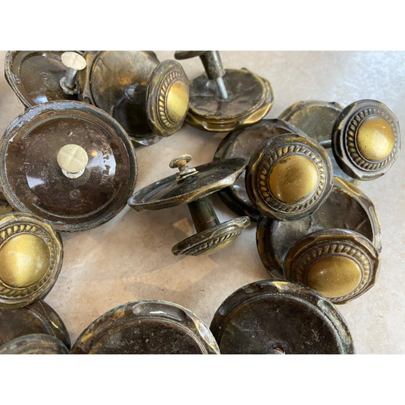 Amerock Door/Drawer Knob Pulls Brass With Decorative Backing Plate Lot Of 18 USED