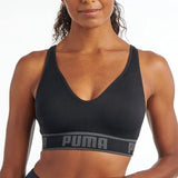 PUMA Womens Seamless Sports Bra Black Gray Medium Wire Free