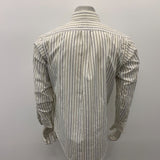 London Fog Dress Shirt Men's Size 15 1/2 White Blue Green Striped Button Up NEW