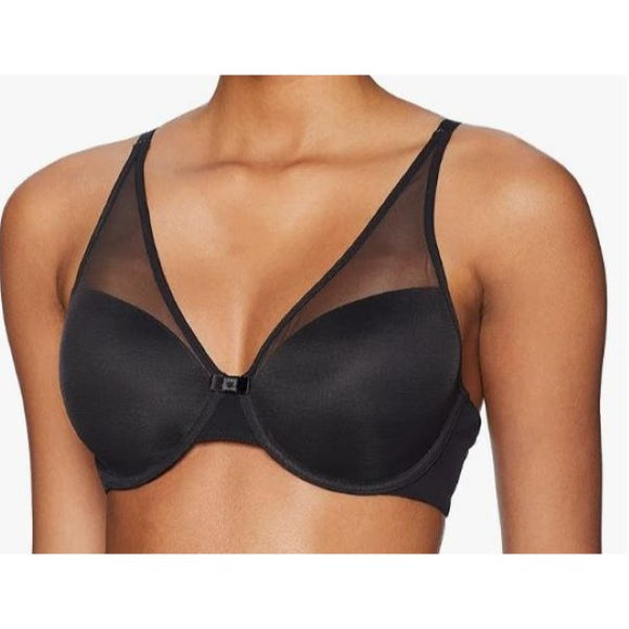 Wonderbra E1677H T Shirt Bra Women's Size 38B Black Polyester Blend Underwire