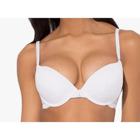 Smart & Sexy Style SA276X Women's 40B Push Up Bra In the white w/ Lace Wings NWT