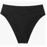 CUPSHE Women's small Swimsuit ASB0129BB Black High Waist High Cut Cheeky Bottom