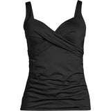 Lands End NEW 8 Adjustable Swimsuit Tankini Top Underwire Black Wrap Front NWT