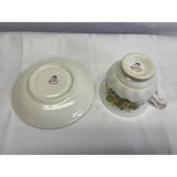 Queen Anne Fine Bone China Teacup and Saucer Set Yellow green floral