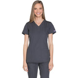 Cherokee Womens Originals V-Neck Scrub Top 4200 Small Pewter Poly/Cotton