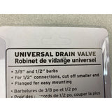 Valterra Universal Drain Valve - Barbed, White (Carded)NEW