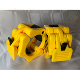 Olympic Barbell Clamps 2" Quick Release Yellow w/ rubber locking grips 1 Pair