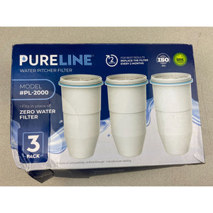 PURELINE Water Pitcher Filter 3 Pack PL-2000 For Zero Water Filter