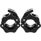 Barbell Clamps 1 Inch Olympic Bar Collars Quick Release Black Plastic & Rubber