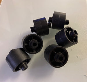 Tote Bin Replacement Wheels Black Plastic 1" diameter 3/4" wide Lot of 6