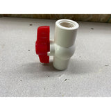 PVC Ball Valve Water Pipe Threaded Ends 3/4" Inner Hole Diameter Red White