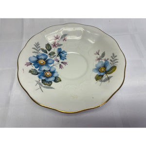 Queen Anne   Bone China England Orphaned Saucer Blue Floral Pattern 5.75"