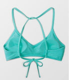 CUPSHE Women's Bikini Top Blue Halter Back Tie Bathing Suit Small Seafoam