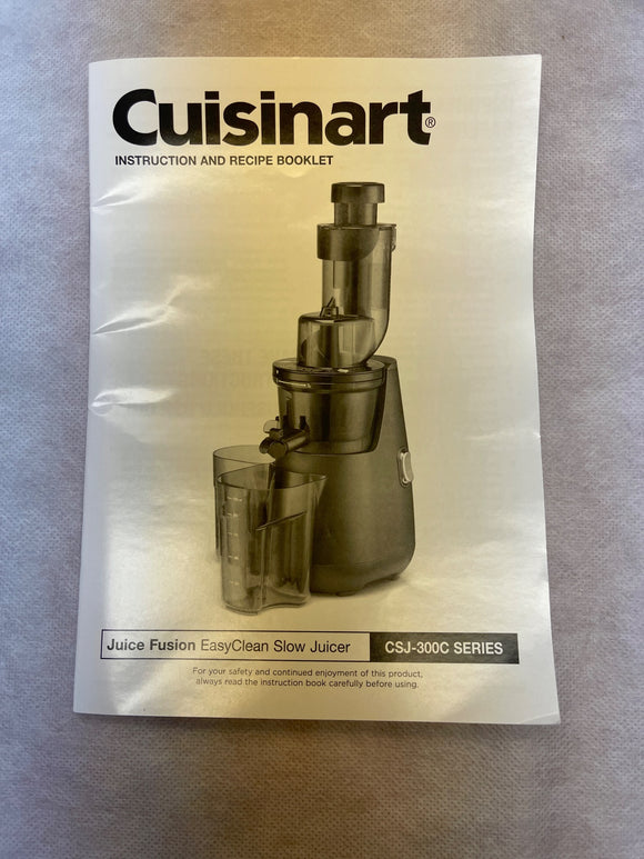 Cuisinart Juice Fusion Slow Juicer CSJ-300C Replacement Part Instruction Manual