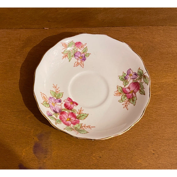 Colclough Fine Bone China England Vintage Orphaned Saucer Pink Purple Floral