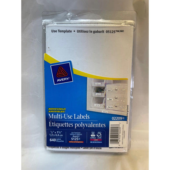 Avery Multi-use Labels 02209 white removeable Pack of 640 1/2