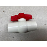 PVC Ball Valve Water Pipe Threaded Ends 3/4" Inner Hole Diameter Red White