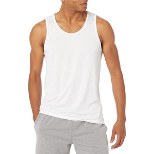 Essentials Men's Tech Stretch Performance Tank Top Shirt Large White 2 Pack