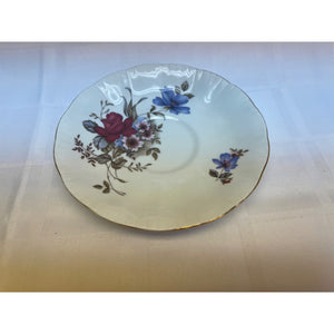 Paragon Bone China England Orphaned Saucer Blue Red Floral Pattern 5.75"