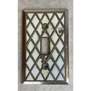 VTG EDMAR 139T White Diamond Pattern Light Toggle Switch Cover Plate  USED