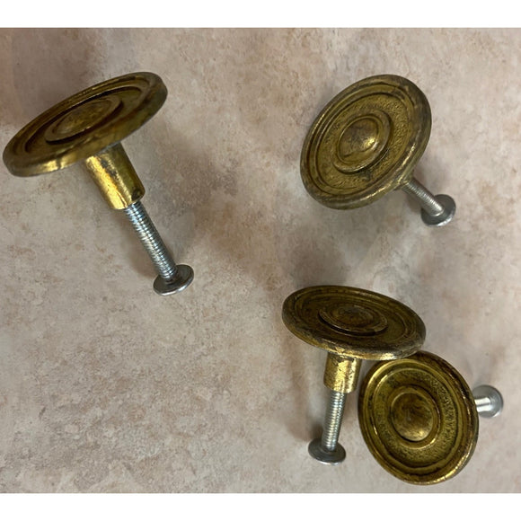 Amerock #480 Brass Flat Top Colonial Door/Drawer Knob Pulls Lot Of 4 USED