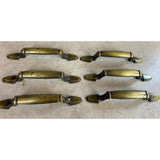 Vintage Brass Used 5.25" Door/Drawer Pulls Lot Of 6 With 3'" Center Mounting Holes