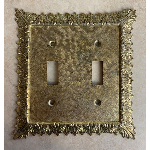 M.C.C.O 3026 Filigree Floral Double Light Switch Cover Plate USED