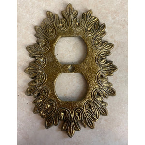 Vintage Oval Edmar Ornate Gold Tone Outlet Cover Plate USED