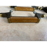 4 Vintage Amerock Brass Look With Wood Handle Door/Drawer Pulls USED
