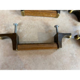 4 Vintage Amerock Brass Look With Wood Handle Door/Drawer Pulls USED