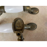 18 Spoon Foot Door Pull Antique Brass With White Ceramic Insert 5"  Heavy Tarnish