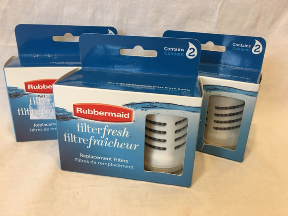 3 Packs of Rubbermaid  Replacement Filters For Filterfresh Bottles 2 pack NIB