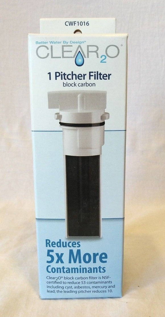 Clear2o Water Pitcher FILTERS Block Carbon Filter 1 Pitcher Filter NIB